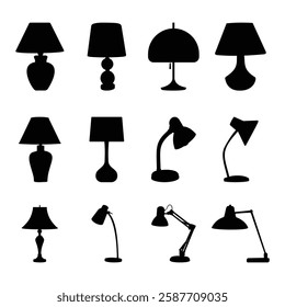 a set of lamps silhouettes