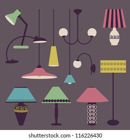 Set of lamps. Vector illustration.