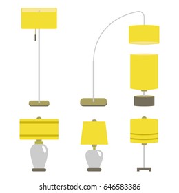 Set of lamps. Vector illustration lamp light isolated electric interior energy furniture.
