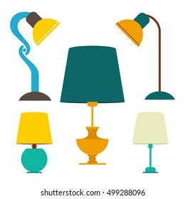 Set of lamps. Vector illustration of vintage table lamps