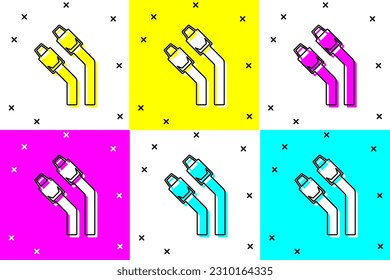 Set LAN cable network internet icon isolated on color background.  Vector