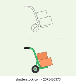 Conjunto de Ilustración de Diseño de Vectores de Vehículos Terrestres. Páginas de libros de Coloreo de Educación para niños.