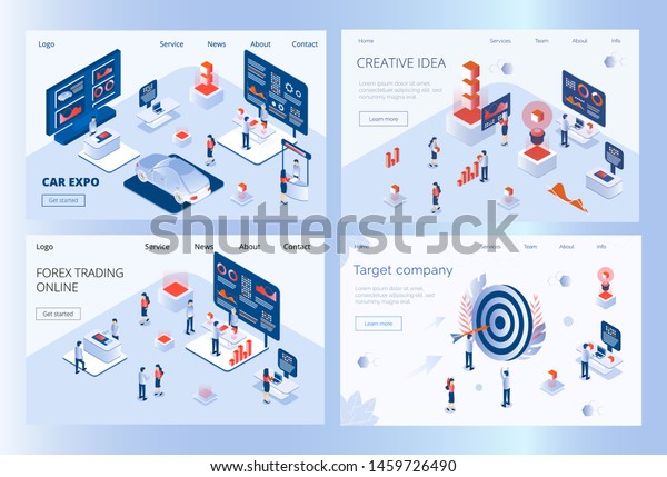 Set Landig Pages Car Expo Forex Stock Vector Royalty Free 1459726490 - 