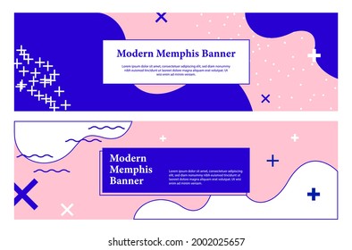 Set of landing cover design in New Memphis style. Bright colours and dynamic shapes. Vector art for webpage, social media, banner, ad, blog, business, landing, promotion.