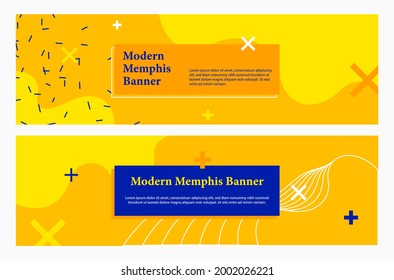 Set of landing cover with New Memphis style. Bright design with dynamic shapes. Creative art for social media, ad, web, blog, marketing, business, promotion.