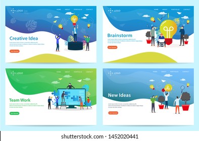 set of landing page with the brainstorm theme, vector illustration, can use for, template, ui, web, mobile app, poster, banner, flyer