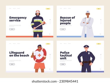 Plantilla de diseño de página de inicio que ofrece diferentes servicios de emergencia para salvar vidas de personas