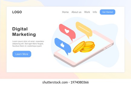 Set of landing page design templates for online shopping, digital marketing, ecommerce, social media marketing, ads. Modern vector illustration concepts for website and mobile website development.