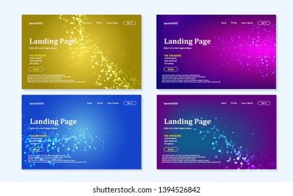 set of landing page template, abstract background