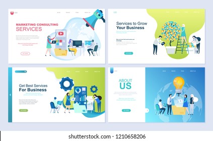 Set of landing page template for business, consulting, finance and marketing. Modern vector illustration flat concepts decorated people character for website and mobile website development.