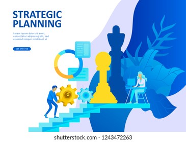 Set Landing page template people business scheduling app, strategic planning merger, investment strategies, career growth, research and development. Vector illustration concept website mobile
