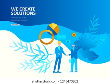 Set Landing page template people business app, marcet research, merger, focus group research and earnings growth, start up and solution. Vector illustration concept website mobile development