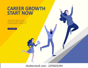 Set Landing page template people business scheduling app, strategic planning merger, investment strategies, career growth, research and development. Vector illustration concept website mobile