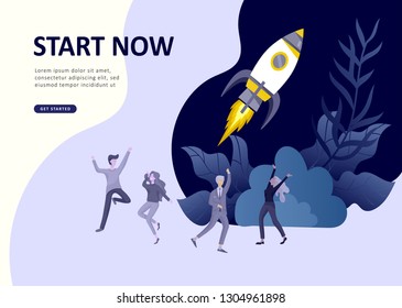 Set Landing page template people develop, business app, winners cup, financial consultant research, cooming soon start up and solution. Vector illustration concept website mobile development