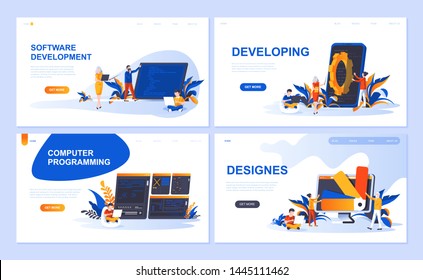 Set of landing page template for Software, Developing, Designer, Programming. Modern vector illustration flat concepts decorated people character for website and mobile website development.