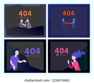 Set of Landing page templates Error page illustration with People characters. Page not found. Vector concept illustration for 404 error with Funny cartoon workers