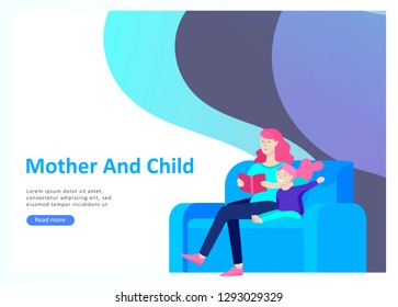 Set of Landing page templates for happy mothers day, child health care, happy childhood and children, goods and entertainment for mother with children. Parent with daughter or son have fun togethers