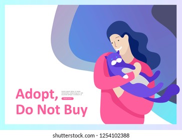 Set of Landing Page Templates with Vector Symbol. Happy people with their pets, a cat loves its owners, care and love, a pet shop and a veterinary pharmacy. Animal Day and adoption. Vector