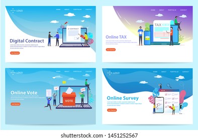 set of landing page with the theme of the agreement, vector illustration, can use for, template, ui, web, mobile app, poster, banner, flyer