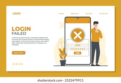 Set of landing page verification failed illustrations concepts Forgot password Login failed Incorrect otp QR code error