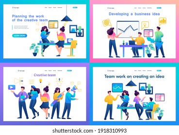 Set of landing page with the work of the creative team.