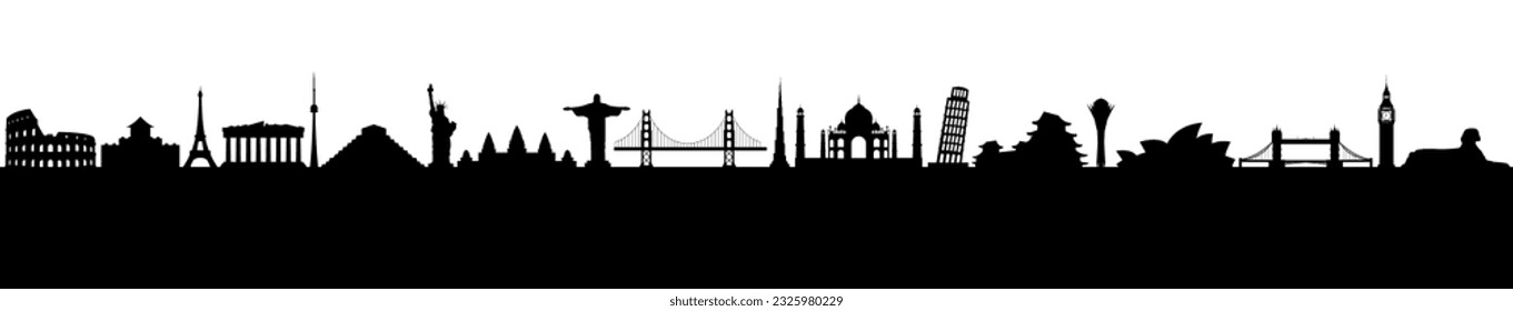 Set of landmarks silhouettes. Landmarks of the world. Vector