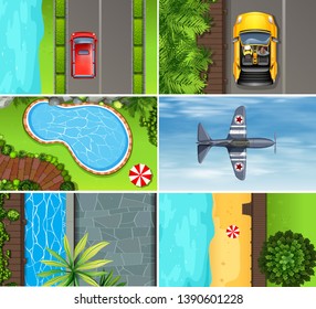 Set of landscape aerial view  illustration