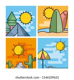 Set of landscape cartoons