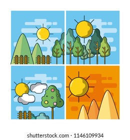 Set of landscape cartoons