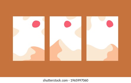 set of landscape desert mountain vertical abstract minimal art background poster collection