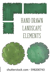 Set of landscape elements, vector