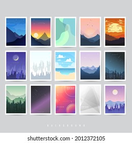 Set Landscape illustrations saison, flacher design minimalstil, Tapete Jahreszeit-Vorlage , Vektorgrafik EPS10