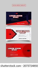 Set von Landscape roter Grafik-Design geeignet für soziale Medien oder gedruckte Medien wie Broschüre oder Flyer mit sportlichem Stil und modernen Basketball.