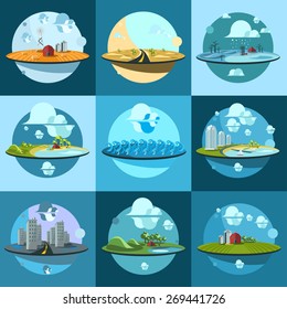 Set of landscapes icons.