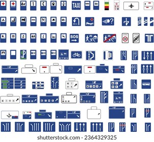 Conjunto de señales de indicación de carril y servicio