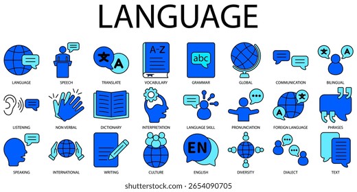 Set of language Icons or symbols Vector fully editable file.