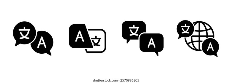Set of Language translate icon collection. Translate button, language translation button symbol. Vector Illustration.