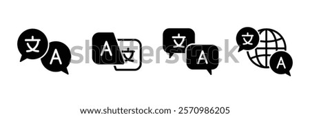 Set of Language translate icon collection. Translate button, language translation button symbol. Vector Illustration.