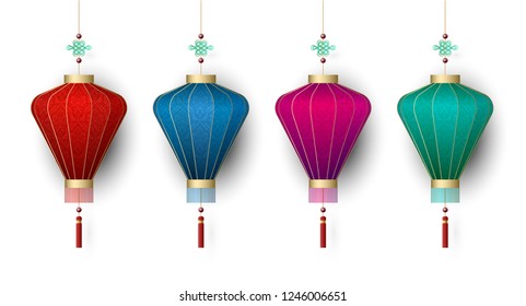 Set of lantern, design for chinese holiday, vector illustration.