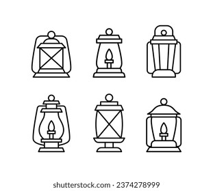 set of lantern lamp vintage rustic simple outline vector design template collections icons