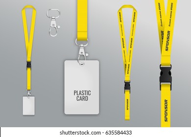 Set Lanyard Badge Metal Piece Plastic Stock Vector (Royalty Free ...