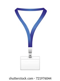 Set of lanyard and badge. Metal piece. Plastic badge. Template for presentation of their design. realistic vector illustration.