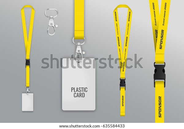 Set Lanyard Badge Metal Piece Plastic Stock Vector (Royalty Free ...