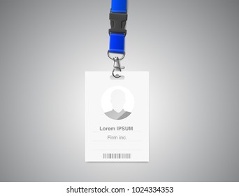Set of lanyard with id card. Vector illustration isolated on gray background. Ready mockup to use for for presentations, conferences and other business situations. EPS10.