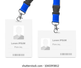 Set of lanyard with id card. Vector illustration isolated on white background. Ready template to use for for presentations, conferences, design. EPS10.