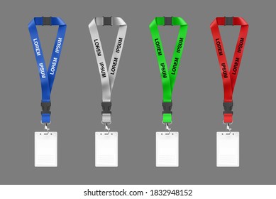 Set Lanyard Id Card Vector Illustration Stock Vector (Royalty Free ...