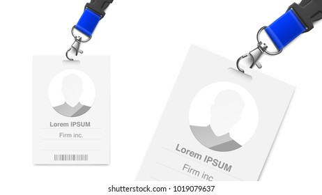 Set of lanyard and vertical badge. Vector illustration on white background. ?an be used for presentation, exhibition, identity and etc. Ready to place your design. EPS10.