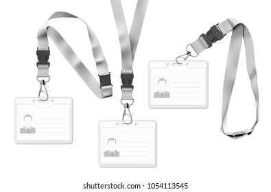 Set Lanyards Id Card Vector Illustration Stock Vector (royalty Free 