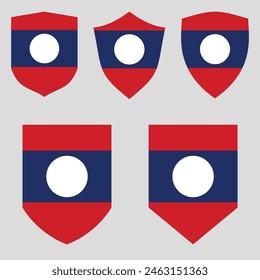 Set of Laos Flag in Shield Shape Frame
