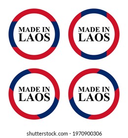 set of laos flags. made in laos. logo, prints, symbol, seal. isolated on white background
